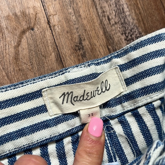 Madewell Blue/White Striped Wide Leg Cropped Pants - Picture 4 of 7